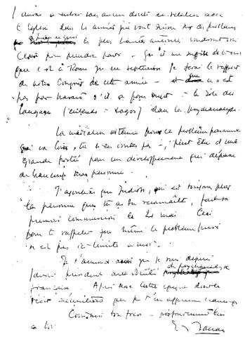 lettre de Jacques Lacan à Marc-François Lacan